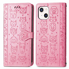 Handytasche Stand Schutzhülle Flip Leder Hülle Modisch Muster H11 für Apple iPhone 14 Plus Rosa