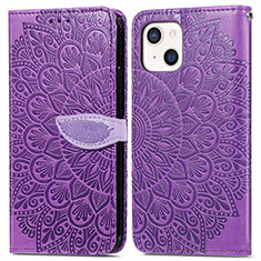 Handytasche Stand Schutzhülle Flip Leder Hülle Modisch Muster H13 für Apple iPhone 13 Mini Violett