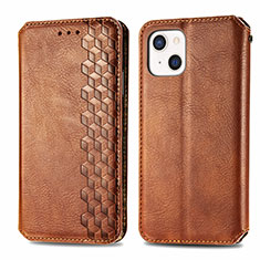 Handytasche Stand Schutzhülle Flip Leder Hülle Modisch Muster H15 für Apple iPhone 14 Plus Braun