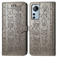 Handytasche Stand Schutzhülle Flip Leder Hülle Modisch Muster L01 für Xiaomi Mi 12 5G Grau