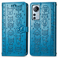 Handytasche Stand Schutzhülle Flip Leder Hülle Modisch Muster L01 für Xiaomi Mi 12 Pro 5G Blau