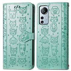 Handytasche Stand Schutzhülle Flip Leder Hülle Modisch Muster L01 für Xiaomi Mi 12 Pro 5G Grün