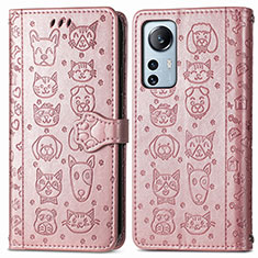 Handytasche Stand Schutzhülle Flip Leder Hülle Modisch Muster L01 für Xiaomi Mi 12 Pro 5G Rosa