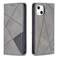Handytasche Stand Schutzhülle Flip Leder Hülle Modisch Muster L04 für Apple iPhone 13 Mini Grau