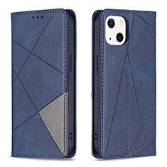 Handytasche Stand Schutzhülle Flip Leder Hülle Modisch Muster L04 für Apple iPhone 14 Blau