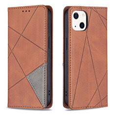 Handytasche Stand Schutzhülle Flip Leder Hülle Modisch Muster L04 für Apple iPhone 14 Braun