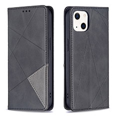 Handytasche Stand Schutzhülle Flip Leder Hülle Modisch Muster L04 für Apple iPhone 14 Schwarz
