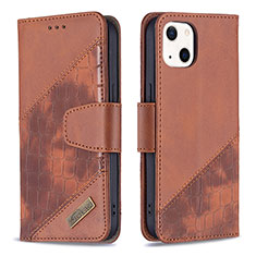 Handytasche Stand Schutzhülle Flip Leder Hülle Modisch Muster L05 für Apple iPhone 14 Braun