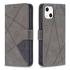 Handytasche Stand Schutzhülle Flip Leder Hülle Modisch Muster L06 für Apple iPhone 13 Mini Grau