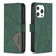 Handytasche Stand Schutzhülle Flip Leder Hülle Modisch Muster L06 für Apple iPhone 15 Pro Grün