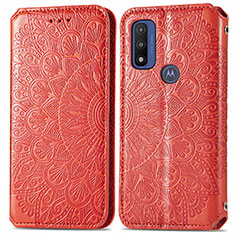 Handytasche Stand Schutzhülle Flip Leder Hülle Modisch Muster S01D für Motorola Moto G Pure Rot
