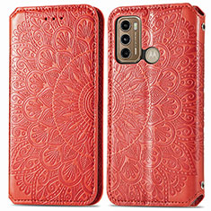 Handytasche Stand Schutzhülle Flip Leder Hülle Modisch Muster S01D für Motorola Moto G60 Rot