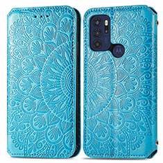 Handytasche Stand Schutzhülle Flip Leder Hülle Modisch Muster S01D für Motorola Moto G60s Blau