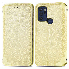 Handytasche Stand Schutzhülle Flip Leder Hülle Modisch Muster S01D für Motorola Moto G60s Gold