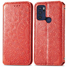 Handytasche Stand Schutzhülle Flip Leder Hülle Modisch Muster S01D für Motorola Moto G60s Rot