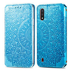 Handytasche Stand Schutzhülle Flip Leder Hülle Modisch Muster S01D für Samsung Galaxy A01 SM-A015 Blau