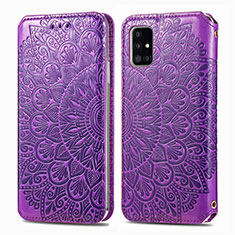 Handytasche Stand Schutzhülle Flip Leder Hülle Modisch Muster S01D für Samsung Galaxy A51 4G Violett