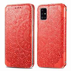 Handytasche Stand Schutzhülle Flip Leder Hülle Modisch Muster S01D für Samsung Galaxy A51 5G Rot