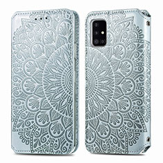 Handytasche Stand Schutzhülle Flip Leder Hülle Modisch Muster S01D für Samsung Galaxy A51 5G Silber