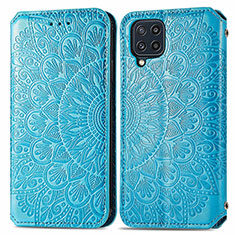 Handytasche Stand Schutzhülle Flip Leder Hülle Modisch Muster S01D für Samsung Galaxy M32 4G Blau