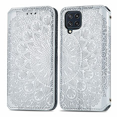 Handytasche Stand Schutzhülle Flip Leder Hülle Modisch Muster S01D für Samsung Galaxy M32 4G Silber