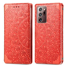 Handytasche Stand Schutzhülle Flip Leder Hülle Modisch Muster S01D für Samsung Galaxy Note 20 Ultra 5G Rot