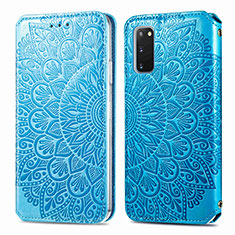 Handytasche Stand Schutzhülle Flip Leder Hülle Modisch Muster S01D für Samsung Galaxy S20 5G Blau