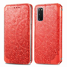 Handytasche Stand Schutzhülle Flip Leder Hülle Modisch Muster S01D für Samsung Galaxy S20 5G Rot