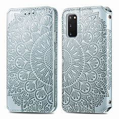 Handytasche Stand Schutzhülle Flip Leder Hülle Modisch Muster S01D für Samsung Galaxy S20 5G Silber