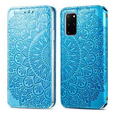 Handytasche Stand Schutzhülle Flip Leder Hülle Modisch Muster S01D für Samsung Galaxy S20 Plus 5G Blau