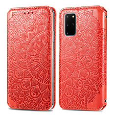 Handytasche Stand Schutzhülle Flip Leder Hülle Modisch Muster S01D für Samsung Galaxy S20 Plus 5G Rot