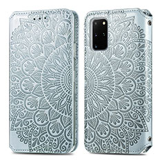 Handytasche Stand Schutzhülle Flip Leder Hülle Modisch Muster S01D für Samsung Galaxy S20 Plus 5G Silber