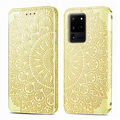 Handytasche Stand Schutzhülle Flip Leder Hülle Modisch Muster S01D für Samsung Galaxy S20 Ultra Gold