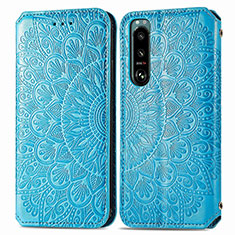 Handytasche Stand Schutzhülle Flip Leder Hülle Modisch Muster S01D für Sony Xperia 5 IV Blau