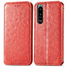 Handytasche Stand Schutzhülle Flip Leder Hülle Modisch Muster S01D für Sony Xperia 5 IV Rot