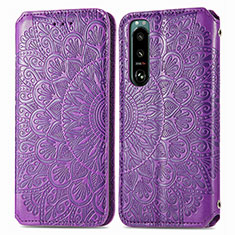 Handytasche Stand Schutzhülle Flip Leder Hülle Modisch Muster S01D für Sony Xperia 5 IV Violett