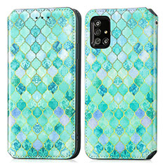 Handytasche Stand Schutzhülle Flip Leder Hülle Modisch Muster S02D für Samsung Galaxy A51 5G Grün