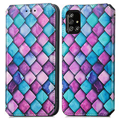 Handytasche Stand Schutzhülle Flip Leder Hülle Modisch Muster S02D für Samsung Galaxy A51 5G Violett