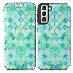 Handytasche Stand Schutzhülle Flip Leder Hülle Modisch Muster S02D für Samsung Galaxy S21 5G Grün