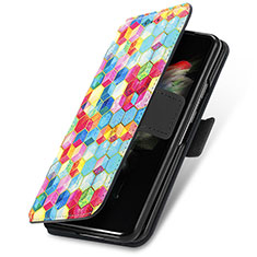 Handytasche Stand Schutzhülle Flip Leder Hülle Modisch Muster S02D für Samsung Galaxy Z Fold4 5G Plusfarbig