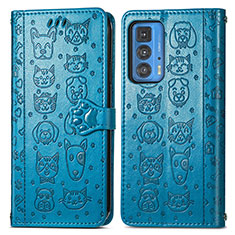 Handytasche Stand Schutzhülle Flip Leder Hülle Modisch Muster S03D für Motorola Moto Edge 20 Pro 5G Blau