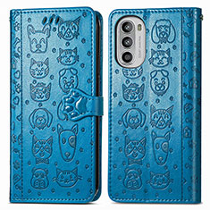 Handytasche Stand Schutzhülle Flip Leder Hülle Modisch Muster S03D für Motorola Moto G52j 5G Blau
