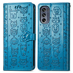 Handytasche Stand Schutzhülle Flip Leder Hülle Modisch Muster S03D für Motorola Moto G62 5G Blau