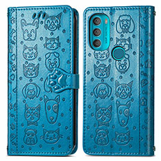 Handytasche Stand Schutzhülle Flip Leder Hülle Modisch Muster S03D für Motorola Moto G71 5G Blau
