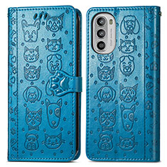 Handytasche Stand Schutzhülle Flip Leder Hülle Modisch Muster S03D für Motorola Moto G82 5G Blau