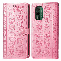 Handytasche Stand Schutzhülle Flip Leder Hülle Modisch Muster S03D für Nokia XR21 Rosa
