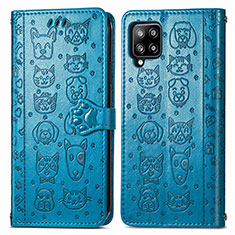 Handytasche Stand Schutzhülle Flip Leder Hülle Modisch Muster S03D für Samsung Galaxy A42 5G Blau