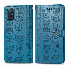 Handytasche Stand Schutzhülle Flip Leder Hülle Modisch Muster S03D für Samsung Galaxy A71 5G Blau