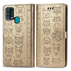 Handytasche Stand Schutzhülle Flip Leder Hülle Modisch Muster S03D für Samsung Galaxy F41 Gold