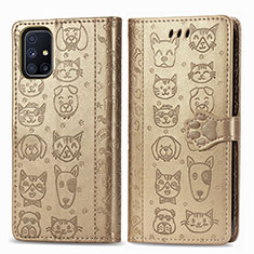 Handytasche Stand Schutzhülle Flip Leder Hülle Modisch Muster S03D für Samsung Galaxy M51 Gold